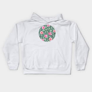 Azalea and Roses| Watercolor | Watercolor | Hunter Green Kids Hoodie